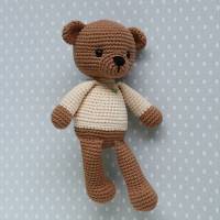 Häkeltier Teddybär Anton Häkelteddy braun/puder aus Baumwolle handgemacht tolles Geschenk für Kinder Bild 3