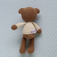 Häkeltier Teddybär Anton Häkelteddy braun/puder aus Baumwolle handgemacht tolles Geschenk für Kinder Bild 4