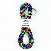 Schlüsselanhänger mit Regenbogen und Herz, Gravur 100 % Mensch Geschenk Partner Partnerin LGBTQ Bild 1