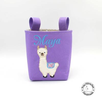 Lenkertasche für Laufrad (gefüttert mit Wachstuch) * Dreirad * Wunschname * Personalisieren * Lama