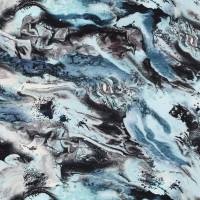 ♕  Jersey marmoriert blau-schwarz-weiß Marbles 50 cm x 145 cm Nähen  ♕ Bild 1