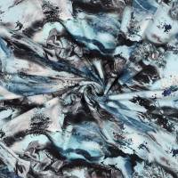 ♕  Jersey marmoriert blau-schwarz-weiß Marbles 50 cm x 145 cm Nähen  ♕ Bild 2