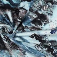 ♕  Jersey marmoriert blau-schwarz-weiß Marbles 50 cm x 145 cm Nähen  ♕ Bild 3