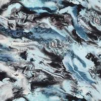 ♕  Jersey marmoriert blau-schwarz-weiß Marbles 50 cm x 145 cm Nähen  ♕ Bild 4