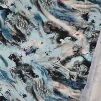 ♕  Jersey marmoriert blau-schwarz-weiß Marbles 50 cm x 145 cm Nähen  ♕ Bild 6