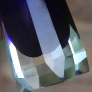 Sommerso Stil Vase Blockvase VEB Kunstglas Wasungen blau DDR GDR Bild 8