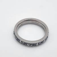 Ring Schmaler Bandring Edelstahl mit Swarovski Kristallen - Handmade (SCR45) Bild 2
