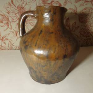 Schöne alte Vase glasiert Blumenvase Ton Teracotta handgemacht Vintage Krug Gesteckvase Henkelvase Bild 1