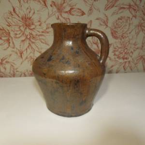 Schöne alte Vase glasiert Blumenvase Ton Teracotta handgemacht Vintage Krug Gesteckvase Henkelvase Bild 5