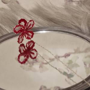 Flower Embellishments Drahtblume rot Kartenaufleger Verzierung alle Anlässe Hochwertig Einzigartig Unikat handgemacht Ha Bild 4