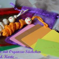 Sorgenwürmchen oder Set mit Karte / Glückswürmchen gehäkelt in vielen Farben / süße Glücksbringer / Geschenk Einschulung Bild 4