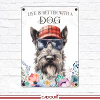 Hundeschild LIFE IS BETTER WITH A DOG mit Scottish Terrier Bild 2