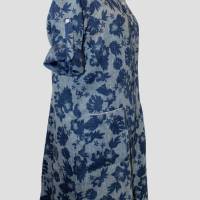 Damen Hemd Kleid Motiv Blumendruck in Jeans Optik Blau/Grau Bild 3