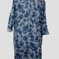 Damen Hemd Kleid Motiv Blumendruck in Jeans Optik Blau/Grau Bild 4