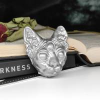 Sphynx Katzenkopf mit drittem Auge, Skulptur aus Keramik, Gothic Wohndekoration Bild 5