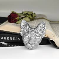 Sphynx Katzenkopf mit drittem Auge, Skulptur aus Keramik, Gothic Wohndekoration Bild 6