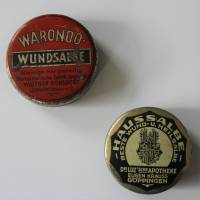 2 runde Vintage Blechdosen Salbe  Warondo Dr. Luz Bild 1