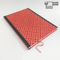 Notizbuch, A4, rot schwarz, 150 Blatt, handgefertigt Bild 1