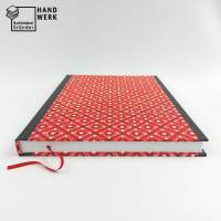Notizbuch, A4, rot schwarz, 150 Blatt, handgefertigt Bild 3
