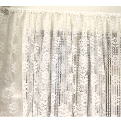 Vintage Scheibengardine Gardine -1- Blüten-Motive in weiß aus den 60er Jahren