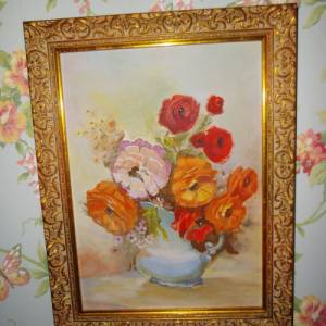 Original Ölgemälde Ölbild Ranunkel Blumenstrauß Blüten Landhaus Cottage Bild 2