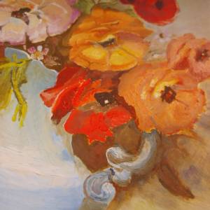 Original Ölgemälde Ölbild Ranunkel Blumenstrauß Blüten Landhaus Cottage Bild 4
