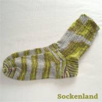 Einzelpaar handgestrickte Socken, Gr. 44/45, Herrenstrümpfe in grau, braun, senf und natur, Herrensocken, Strümpfe Bild 1
