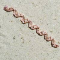 Edle 90mm lange Spiralperle handgewebt Haarschmuck rosegoldfarben rosa weiß handmade Brautschmuck Bild 1