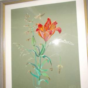 Original Gouache/Aquarell Lilie Feuerlilie Blumen Blüten Landhaus Cottage Bild 9
