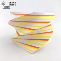 Zettelklotz gedreht, weiß orange gelb, Abreißblock, handgefertigt Bild 3