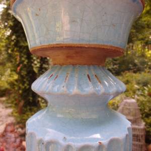 Himmelblau Kerzenständer Vase Blumenvase Übertopf Vintage Dekoration Krakelee Shabby hochwertige Handarbeit Blumentopf G Bild 6