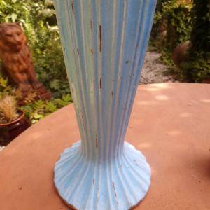 Himmelblau Kerzenständer Vase Blumenvase Übertopf Vintage Dekoration Krakelee Shabby hochwertige Handarbeit Blumentopf G Bild 7
