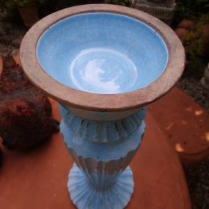 Himmelblau Kerzenständer Vase Blumenvase Übertopf Vintage Dekoration Krakelee Shabby hochwertige Handarbeit Blumentopf G Bild 9