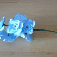 Papierblumen – hellblaue Blütenstaude mit silbernen Akzenten // Dekoration // Geschenk // Papierblüten Bild 7