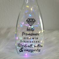 Beste Freundinnen sind Diamanten/ Glasflasche mit Schriftzug & Lichterkette/ Flasche Geschenkidee / Flaschenlicht Bild 3