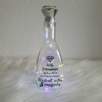 Beste Freundinnen sind Diamanten/ Glasflasche mit Schriftzug & Lichterkette/ Flasche Geschenkidee / Flaschenlicht Bild 4