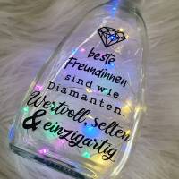 Beste Freundinnen sind Diamanten/ Glasflasche mit Schriftzug & Lichterkette/ Flasche Geschenkidee / Flaschenlicht Bild 5