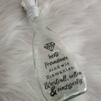 Beste Freundinnen sind Diamanten/ Glasflasche mit Schriftzug & Lichterkette/ Flasche Geschenkidee / Flaschenlicht Bild 7