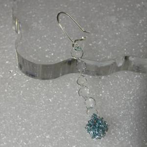4cm türkis blaue Ohrringe aus Silberdraht, zart, handgeformt, Haken aus 925 Sterlingsilber, filigran, Statement, leicht Bild 6