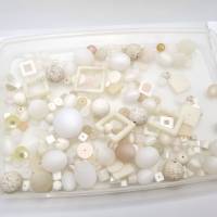 Perlenpaket 200gr. Polarisperlen Weiß Creme verschiedene Größen Bild 1
