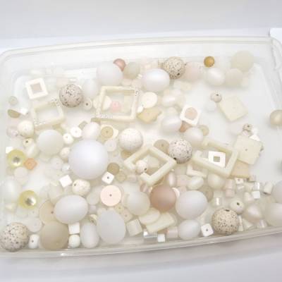 Perlenpaket 200gr. Polarisperlen Weiß Creme verschiedene Größen