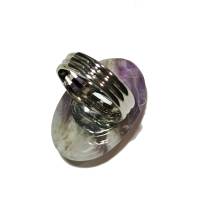 Ring verstellbar mit Amethyst lila pastell Lavendel oval handgemacht Amethystring Bild 4