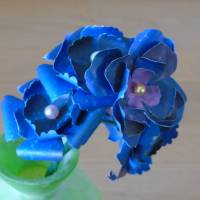 Papierblumen – dunkelblaue Blütenstaude in Design des Nachthimmels // Dekoration // Geschenk // Papierblüten Bild 2
