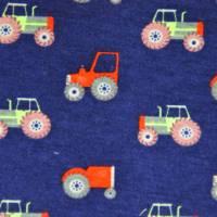 ♕ dunkelblauer Jersey mit Fahrzeugen Traktor Trekker 50 cm x 150 cm Nähen Stoff ♕ Bild 3