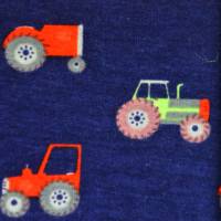 ♕ dunkelblauer Jersey mit Fahrzeugen Traktor Trekker 50 cm x 150 cm Nähen Stoff ♕ Bild 4