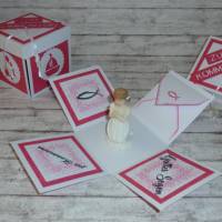Überraschungs-Box / Explosionsbox "Kommunion" Mädchen, Junge, pink, Geschenk, Geldgeschenk, Handmade Bild 1
