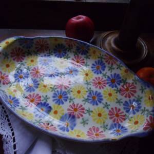 Vintage Schale Keramikschale Obstteller Blumen Blüten Landhaus Cottage Bild 2