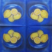 1 Motivserviette für Serviettentechnik - Zitronen in blauer Schale Bild 2