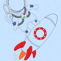 Doodle Stickdatei Astronaut surft auf Rakete Bild 10