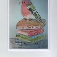 Grußkarte,  Vogelmalerei-   Buchfink-  handgemalt Bild 1